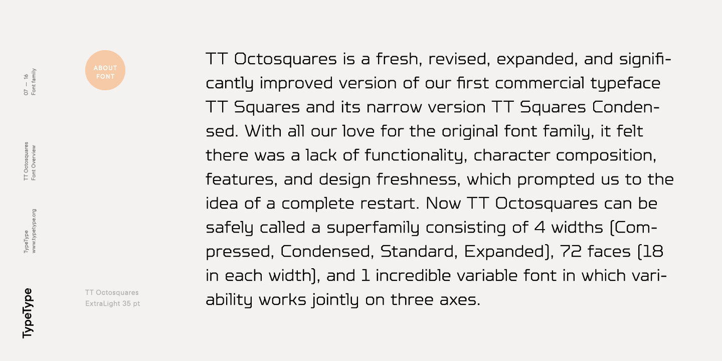TT Octosquares Expanded Extra Light Italic Font preview